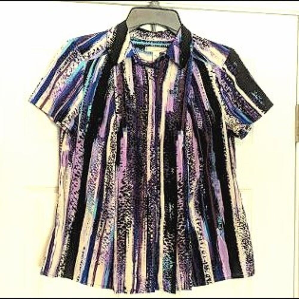 Purple Dana Buchman Short Sleeve Blouse PS